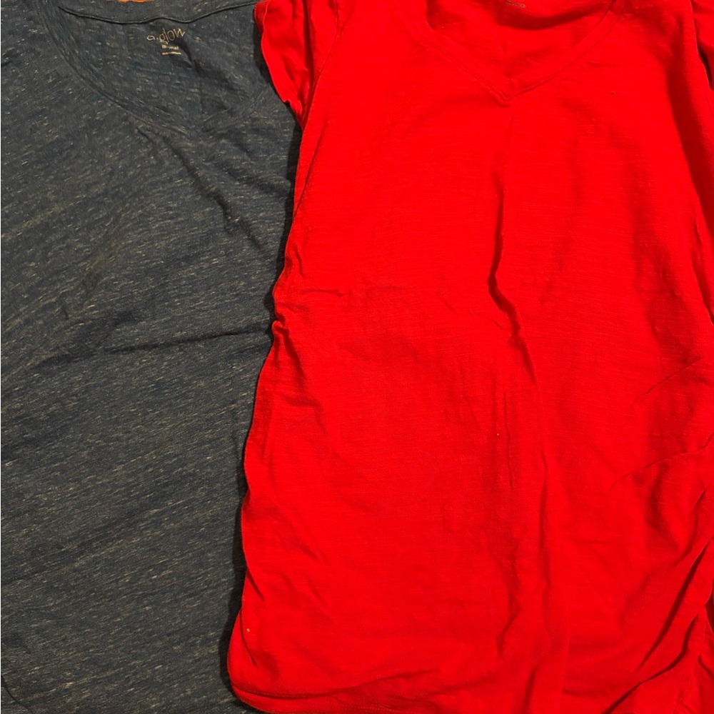 a:glow Red and Blue V-Neck T-Shirts